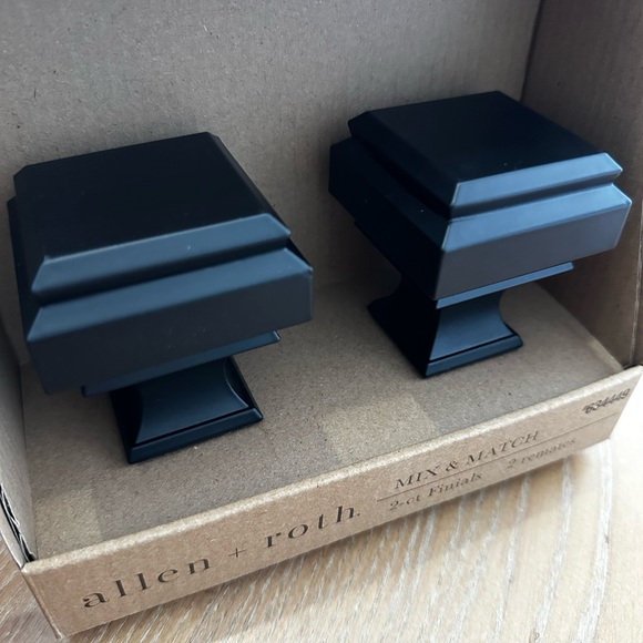 allen + roth 1-Pack black matte finish Curtain Rod Finials - Picture 2 of 3